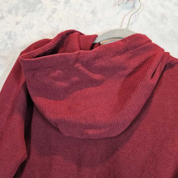 American Eagle Womens Burgundy Waffle Knit Hoodie Pullover Top Size L - Picture 7 of 7